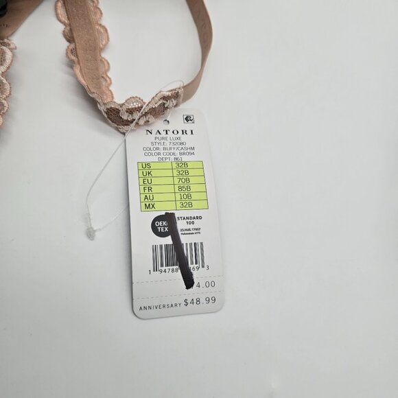 Natori Pure Luxe Underwire T-Shirt Bra 32B Buff Cashmere NWT - Picture 7 of 7